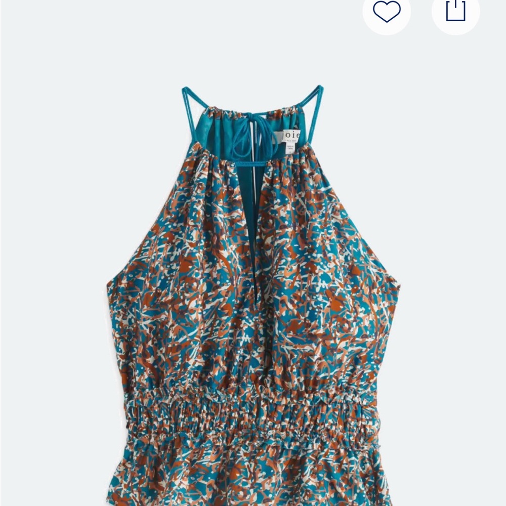 Joie Teal and Brown Patterned Tank Top